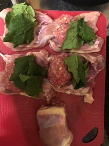 spinach topped chicken rolls 