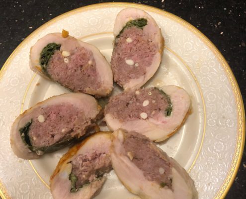 Stuffed chicken thighs