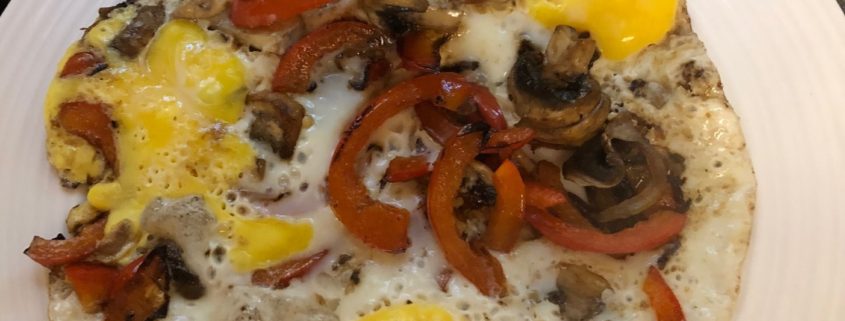 Melange of eggs n peppers n mushrooms