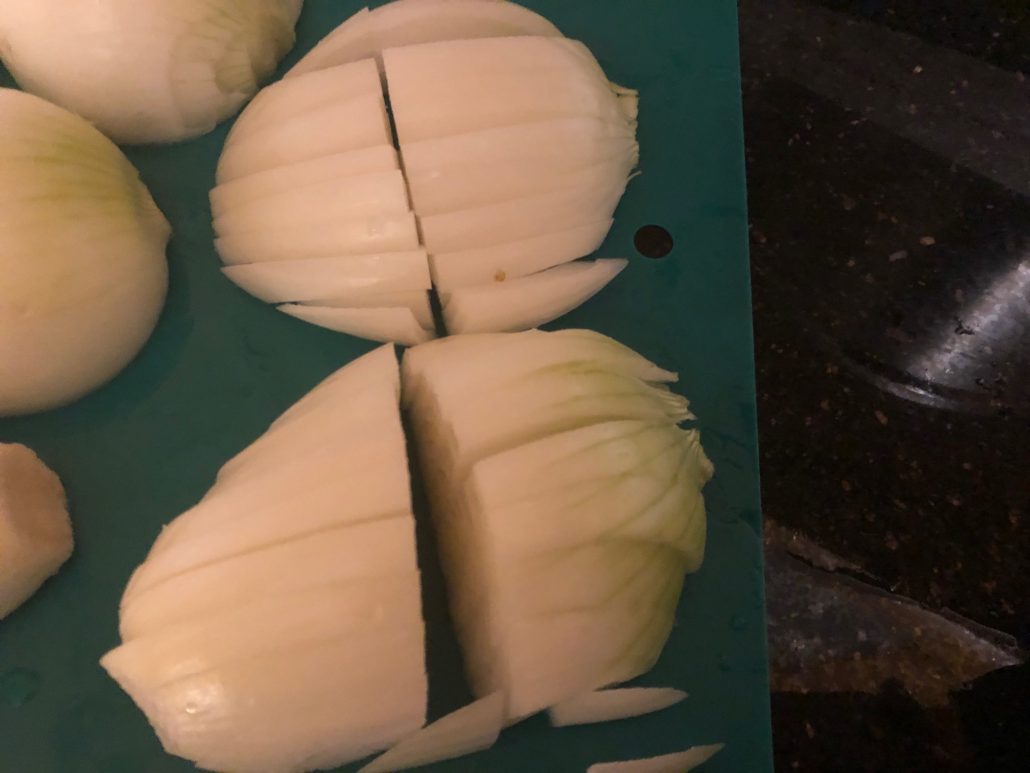 Onions chopped into half moons