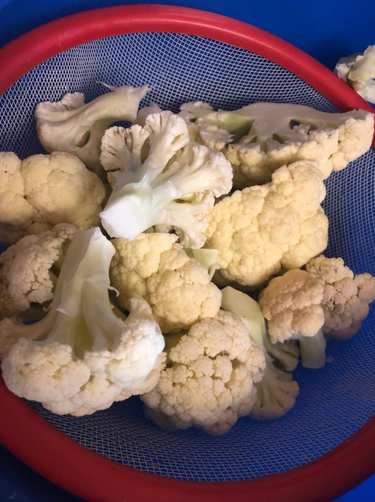 cauliflower dripping dry