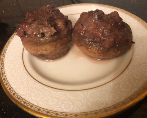 Stuffed Mushrooms in Sour Cherry Cranberry Sauce