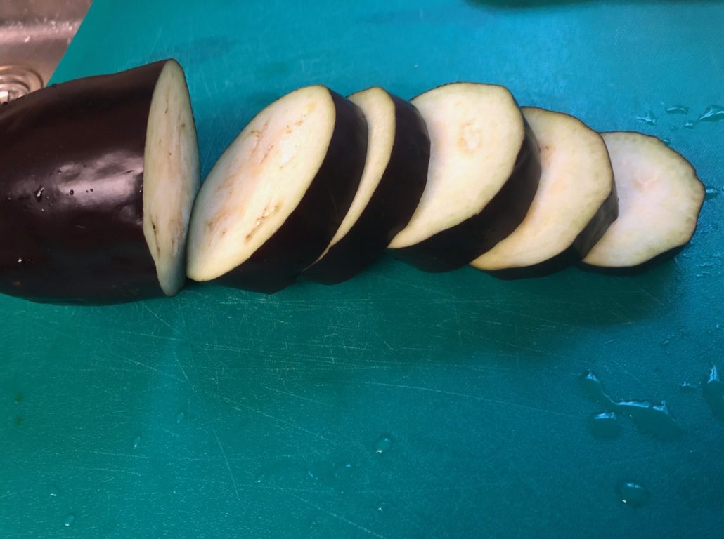 Eggplant, sliced in rounds