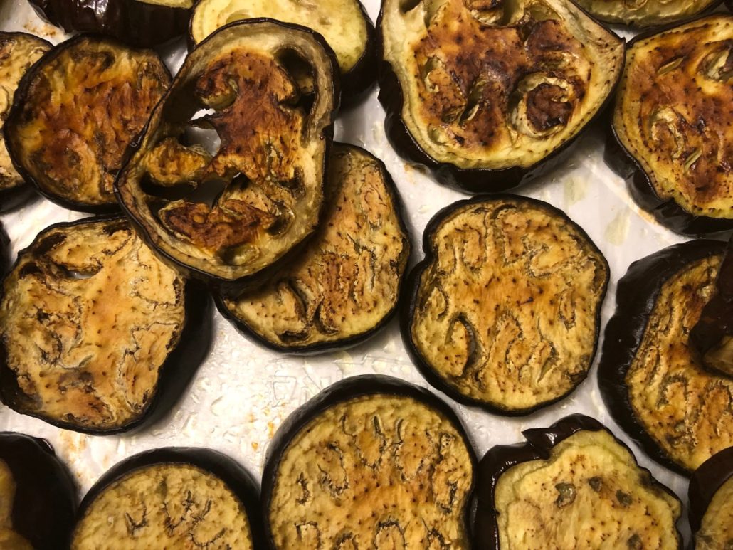 browned eggplant rounds