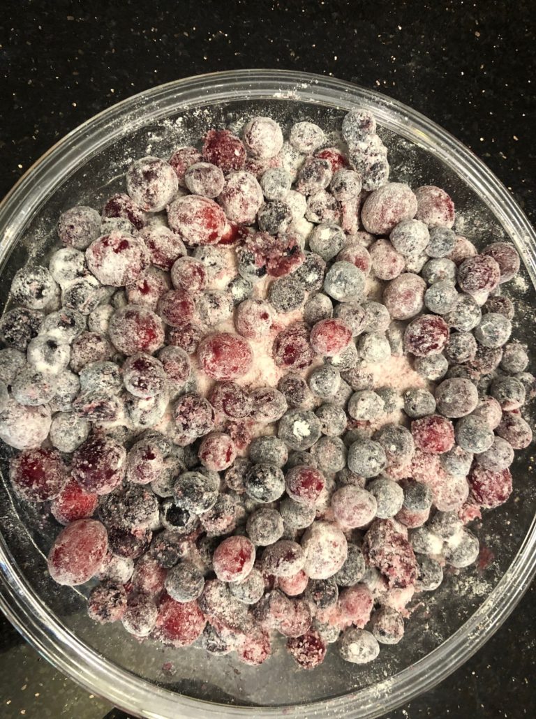 frozen berries with cornstarch and sugar