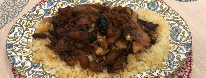 Lamb tagine with prunes and baby carrots
