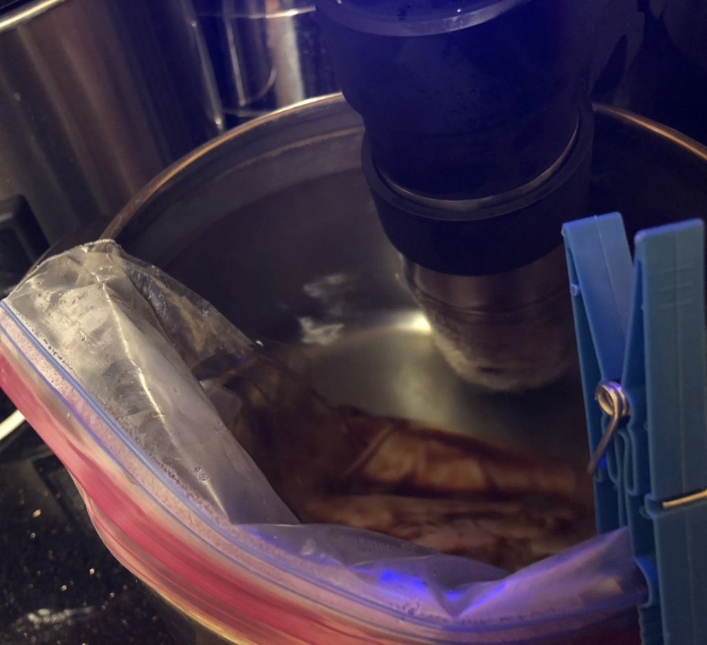 Air pushed out of ziploc in sous vide bath