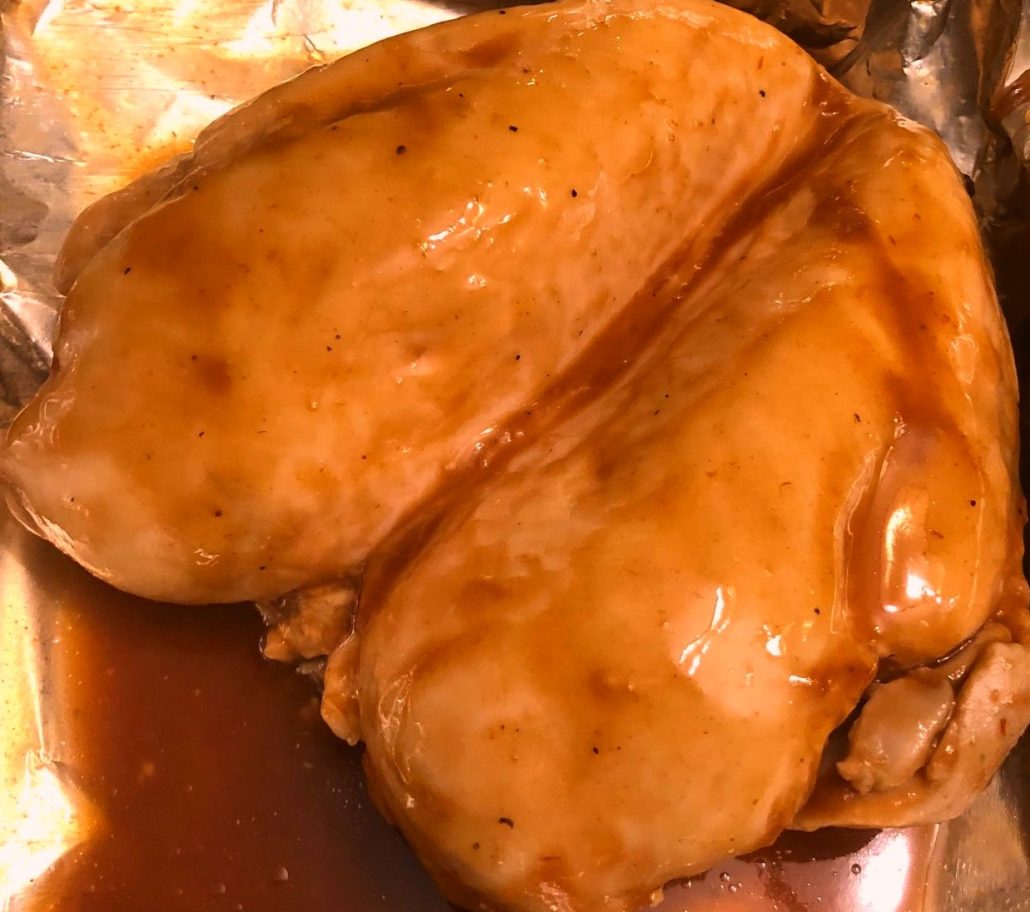 Cooked sous vide chicken breast