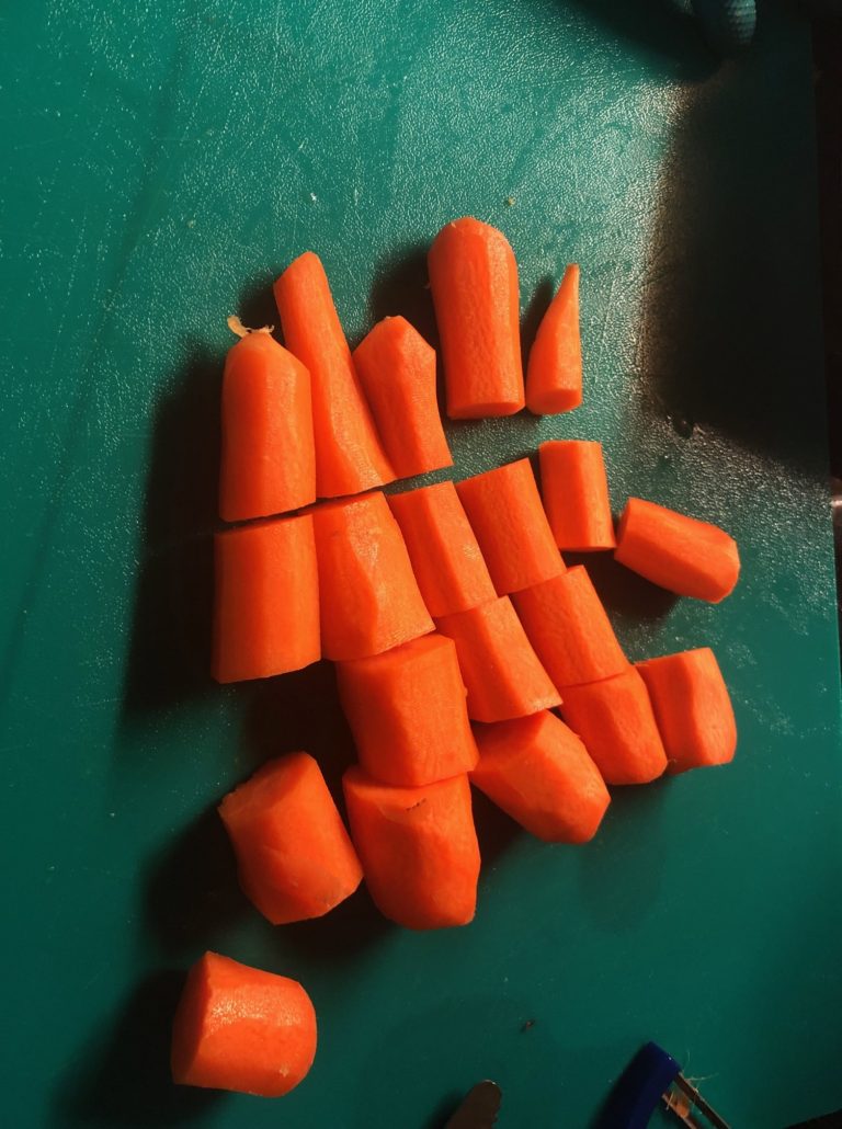 Peeled and rough chopped carrots