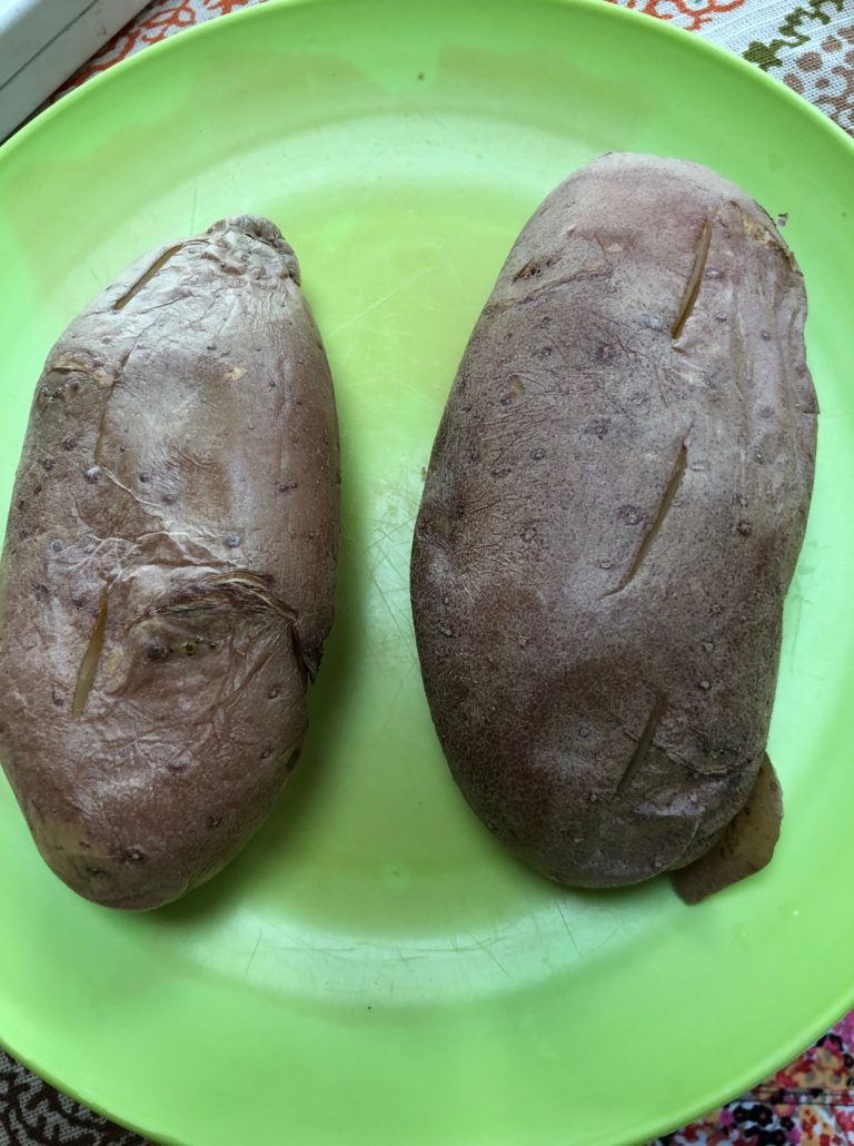 microwaved cooked potatoes