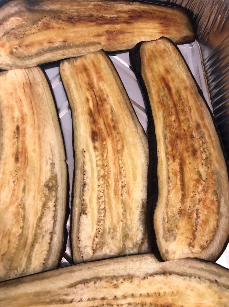 Lightly browned eggplant