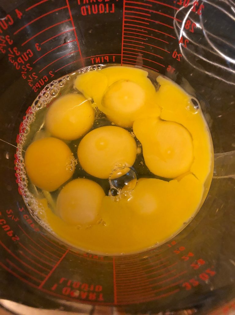 eggs in pyrex cup