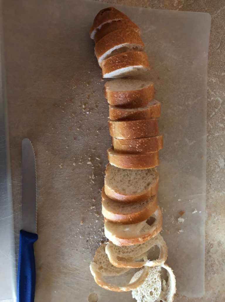 Cut up dried out baguette