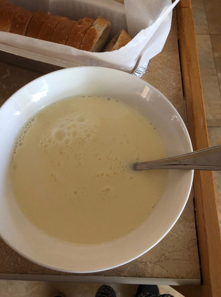 eggs and milk beaten together