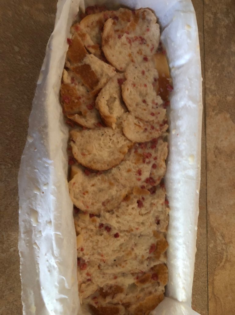 Soaking bread in egg/milk mixture
