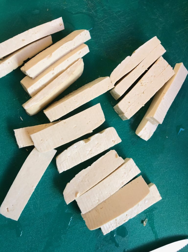 sliced up tofu