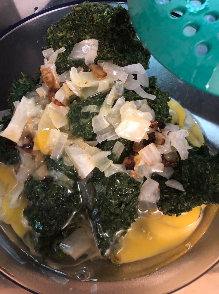 egg, onion, spinach 
