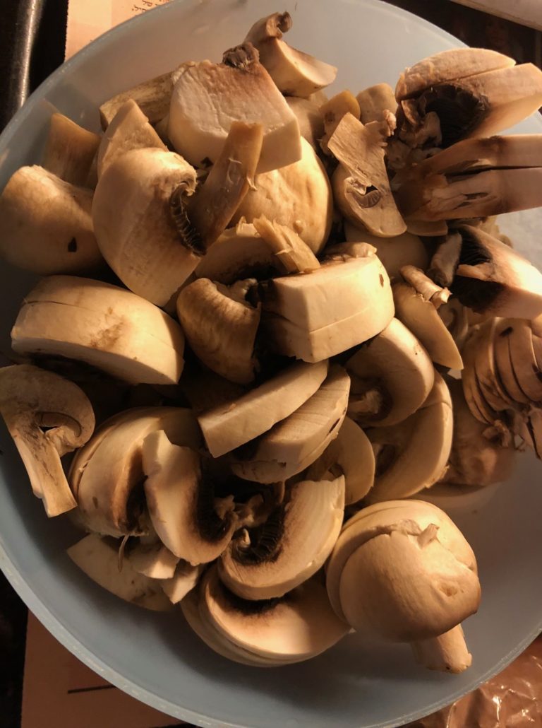 Rough chopped mushrooms