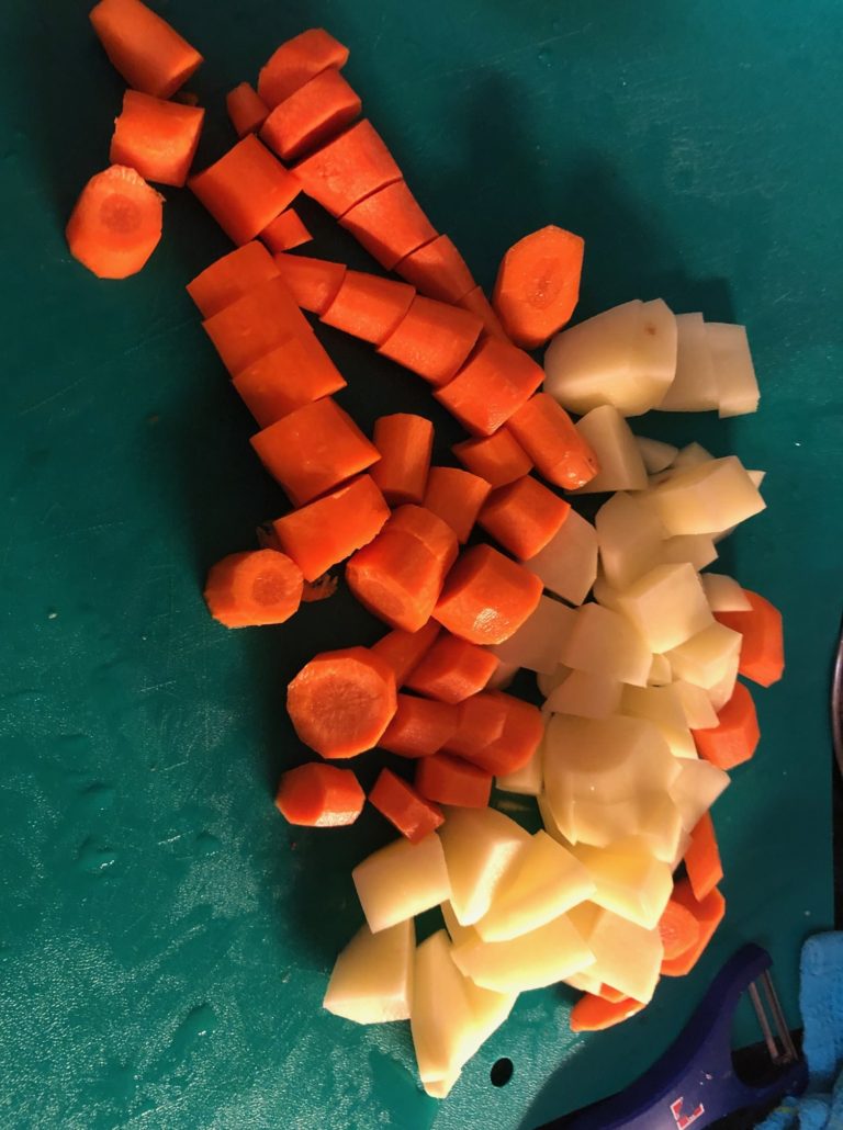 carrot and onion, roughly chopped