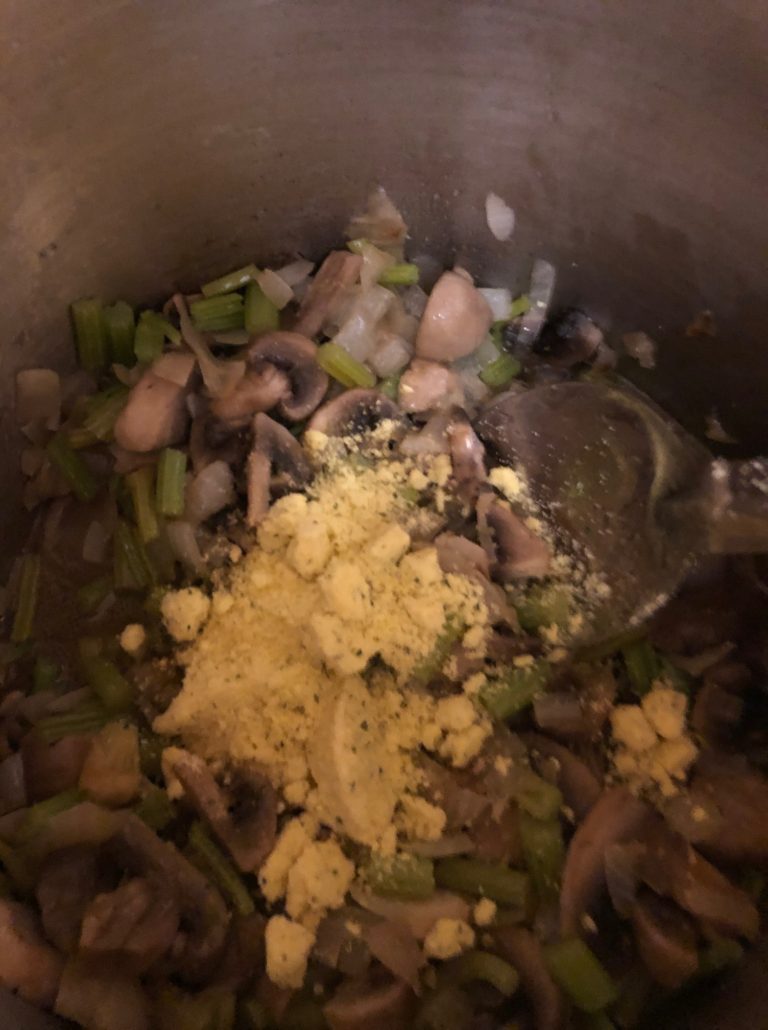 onion, mushroom, celery, garlic and chicken soup powder