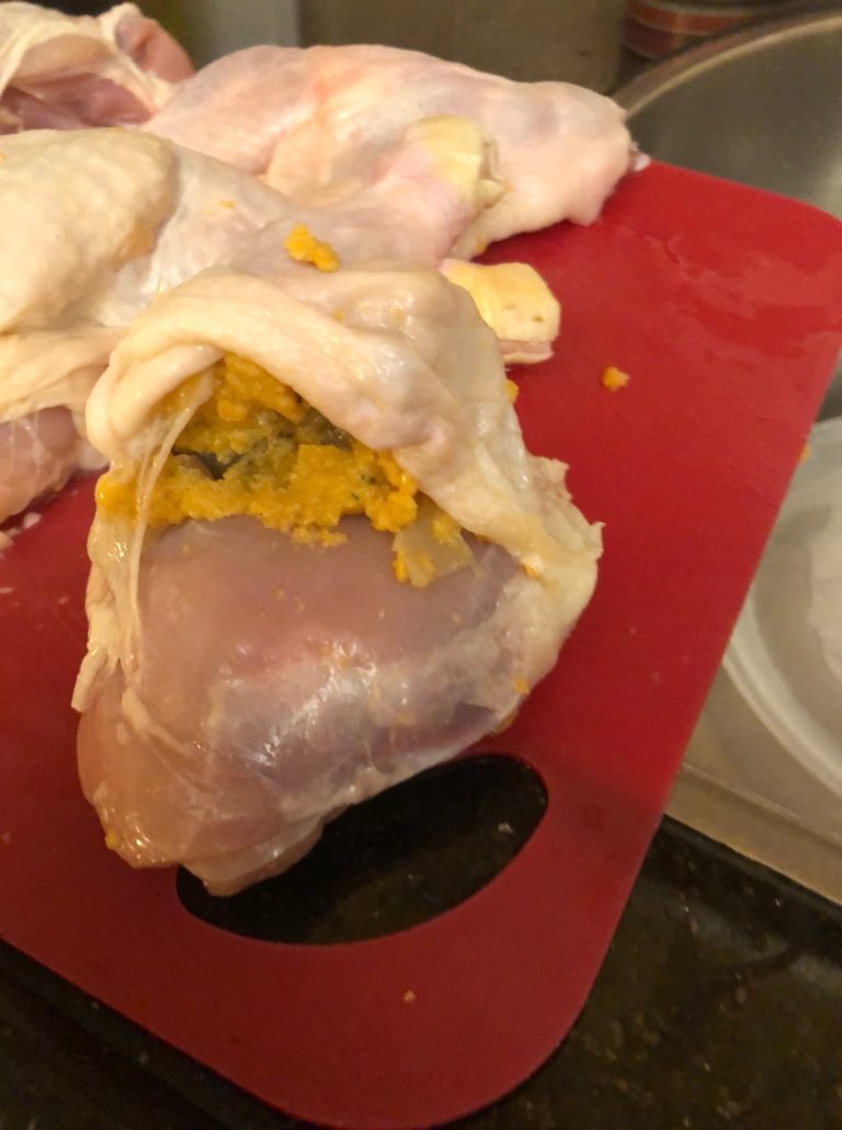 Stuffing the chicken