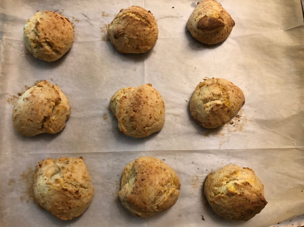 Scooped baked biscuits