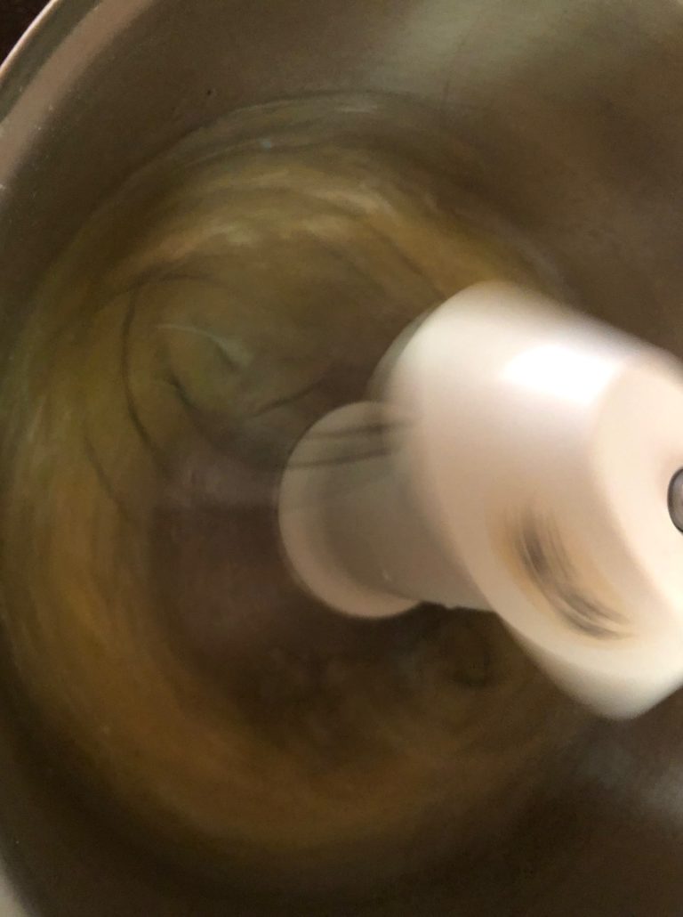 lightly frothed egg whites beginning of whisking