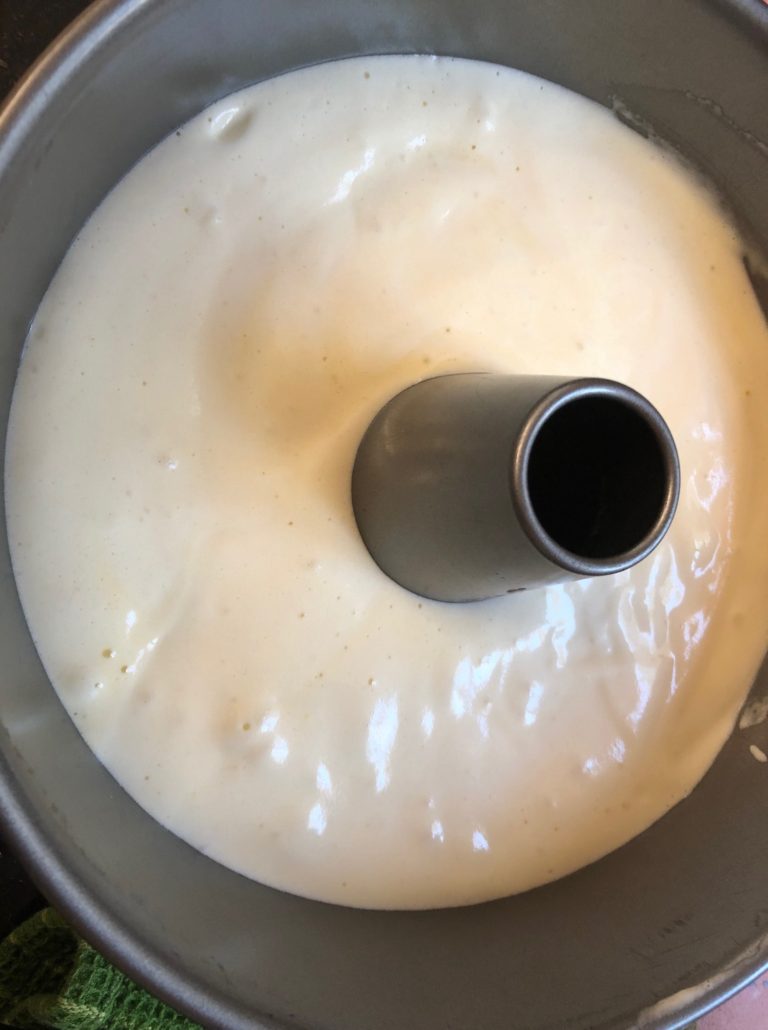 the pale yellow batter with whites