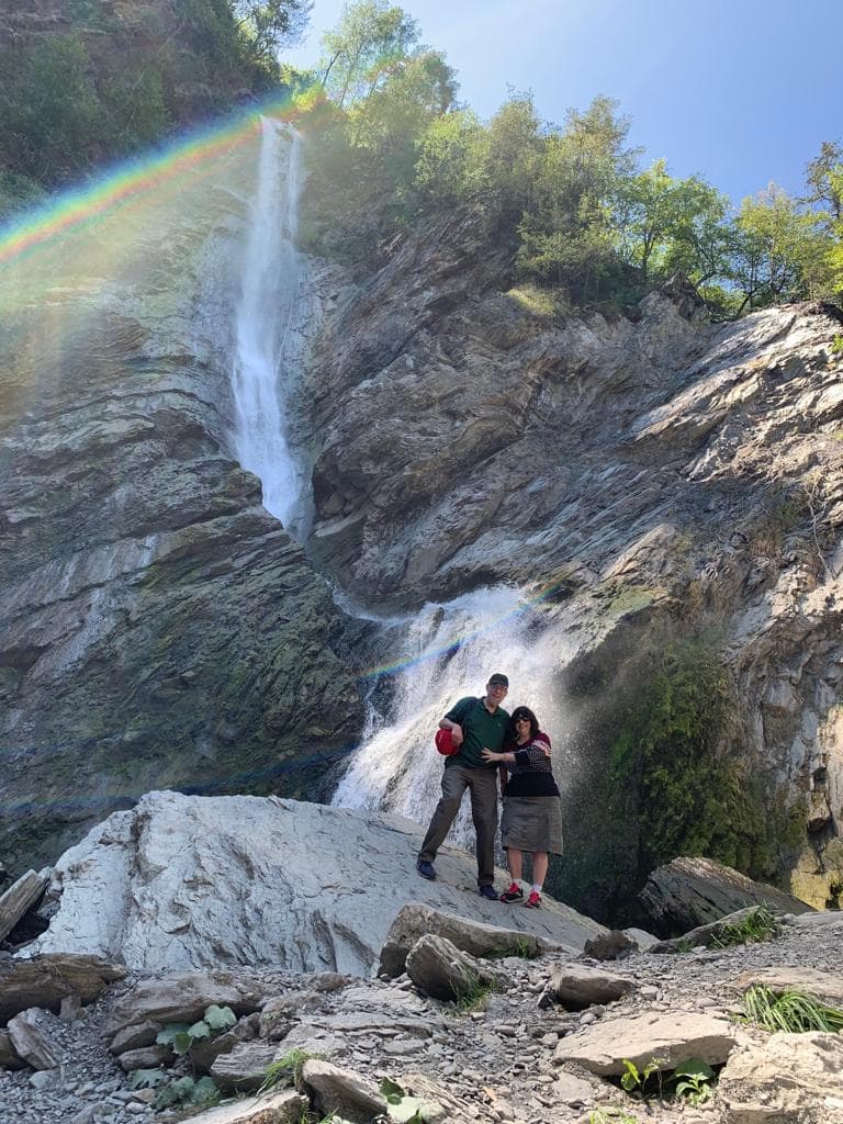 Hanging on a boulder in the waterfall's mist