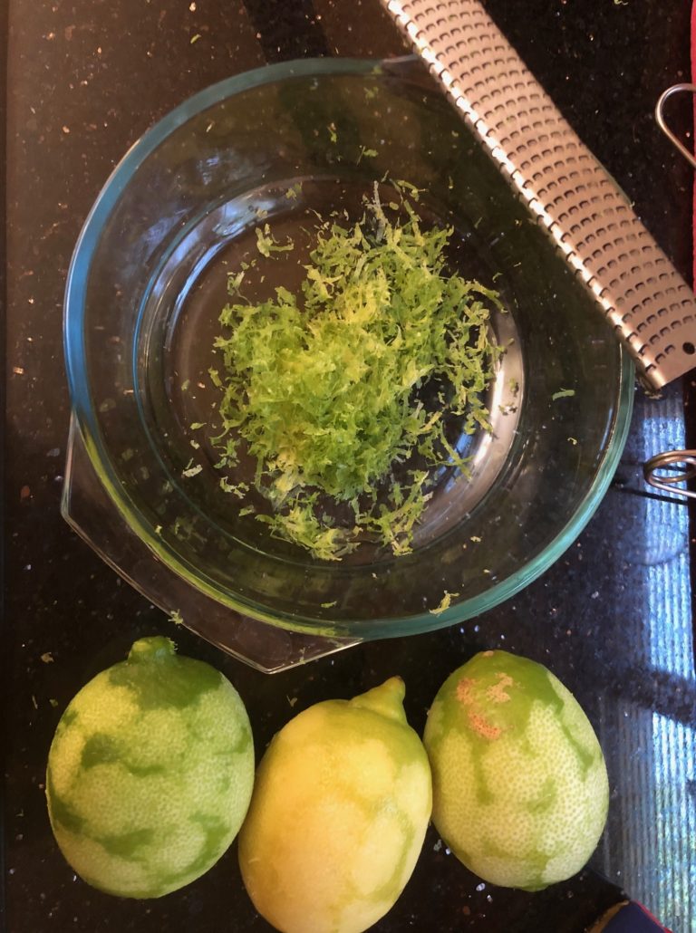 zesting the lemon and limes