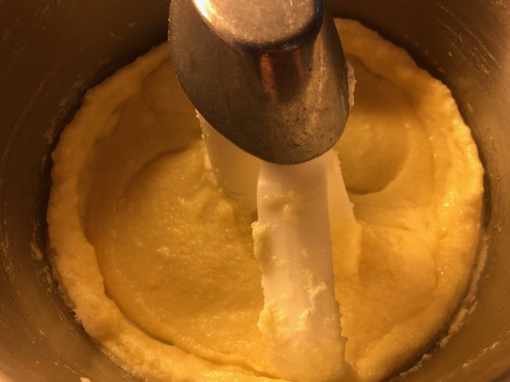 fourth egg beaten into butter and sugar