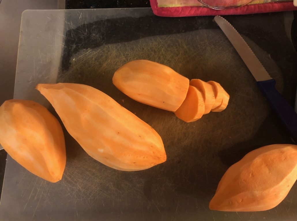 peeled sweet potatoes