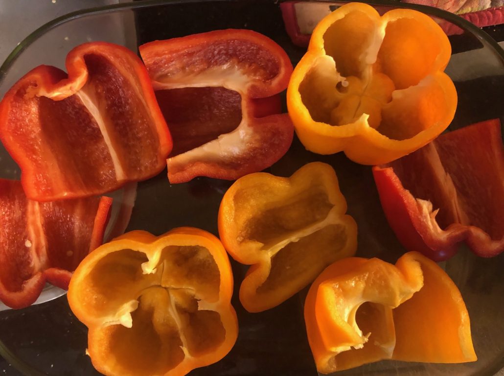 sweet peppers cut in half