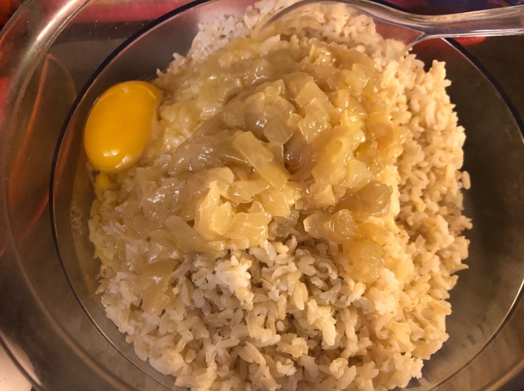 egg, onion and rice