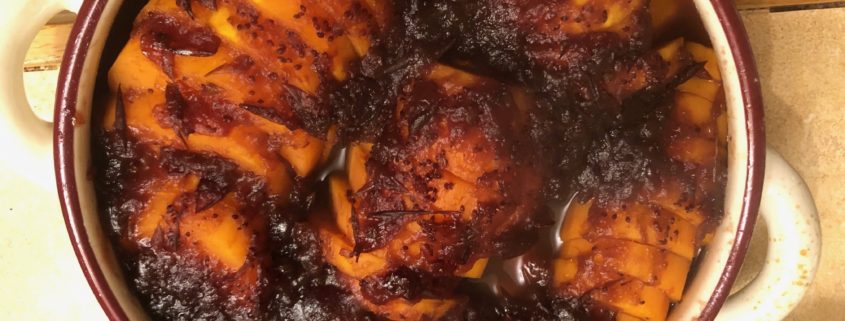 Roasted Sweet Potatoes in Cranberry and Sweet Chili Sauce