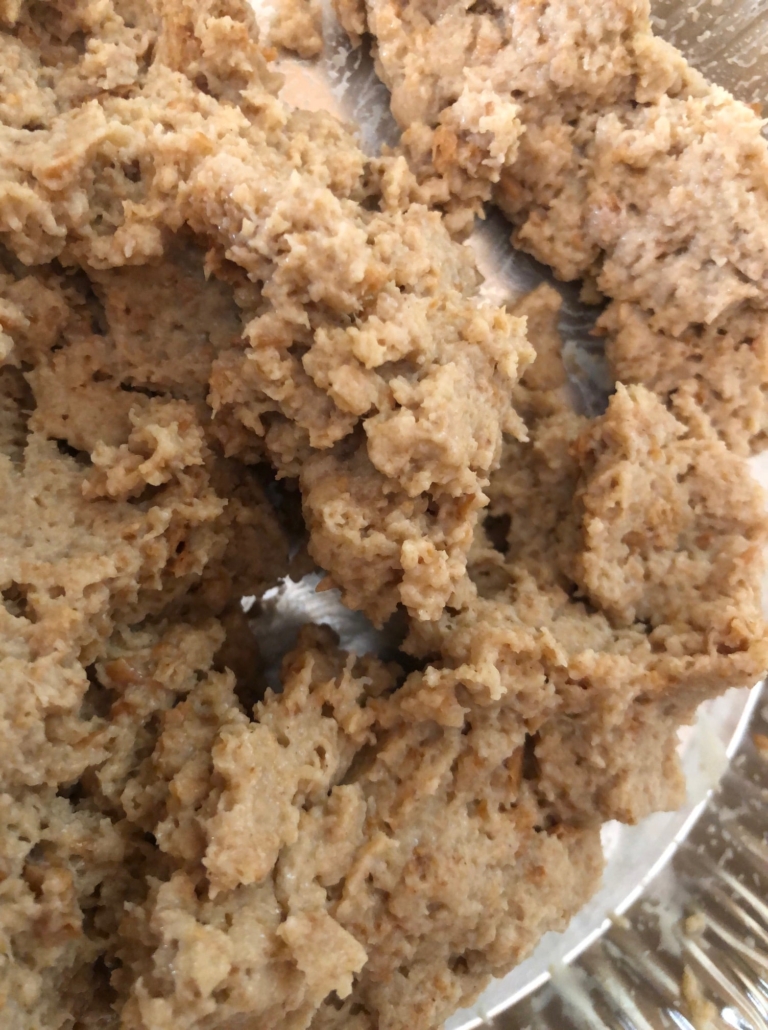 Mushed up bread and soy milk