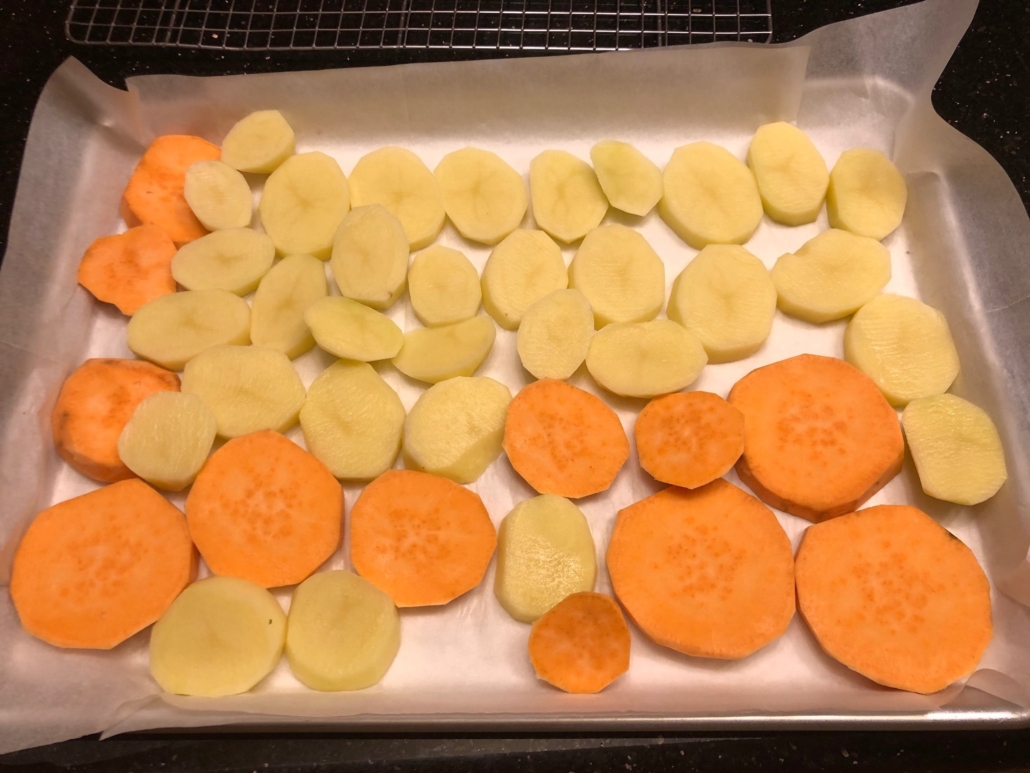 Mix of sweet and regular potatoes