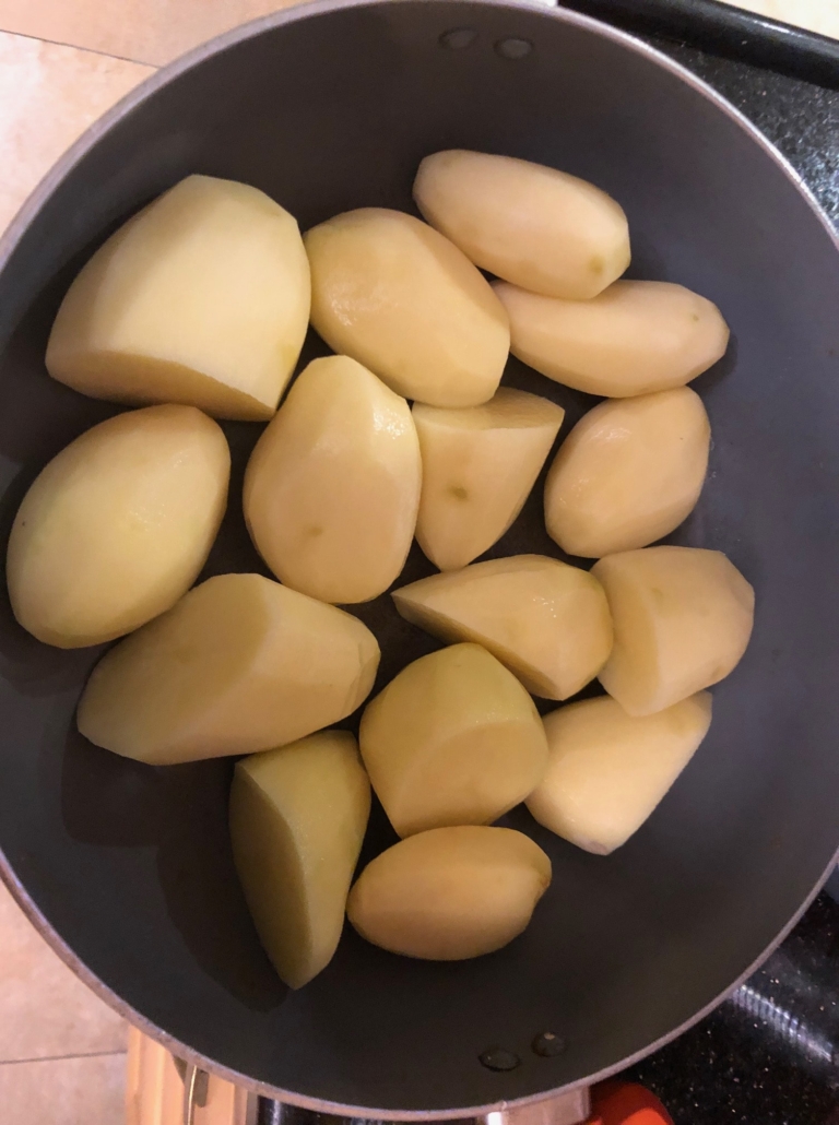 peeled potatoes cut into same size chunks
