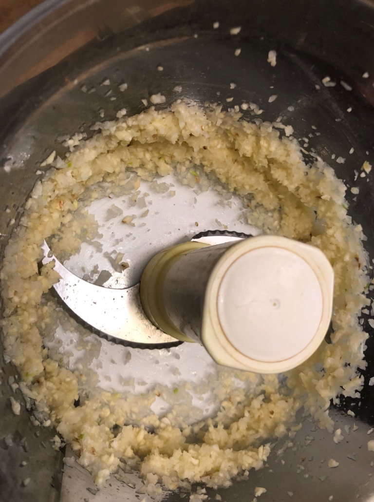 rough chopped onion and garlic