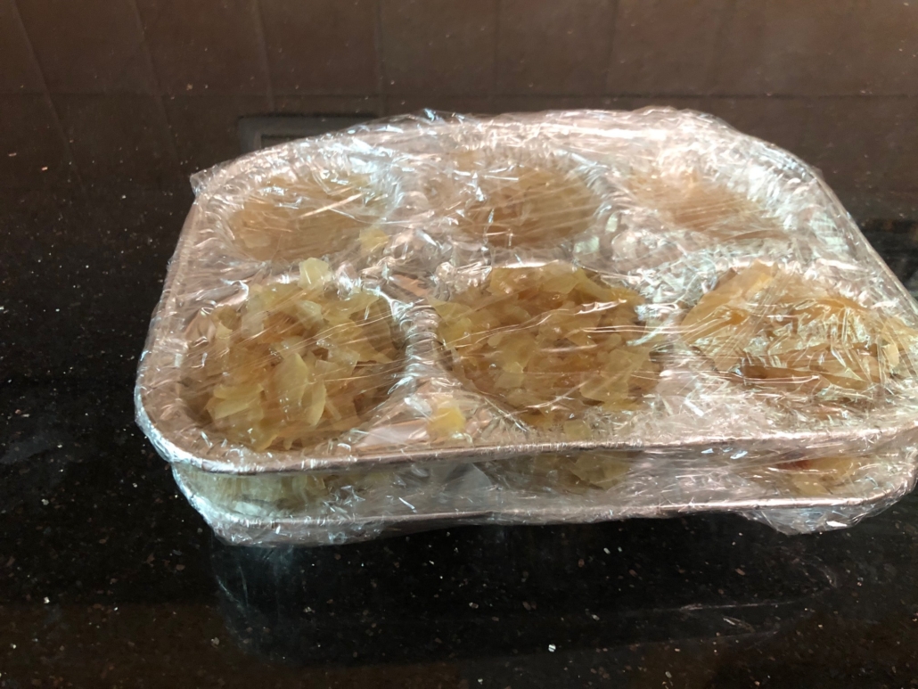 layered wrapped chopped sauteed onions