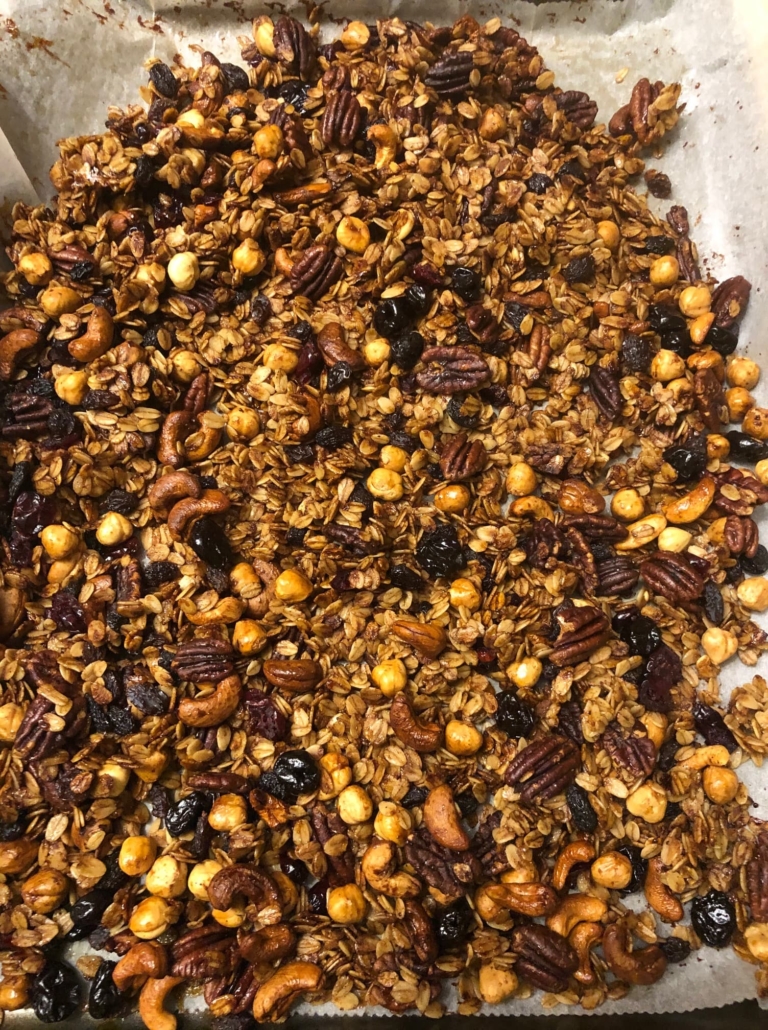 baked granola with dried fruit added