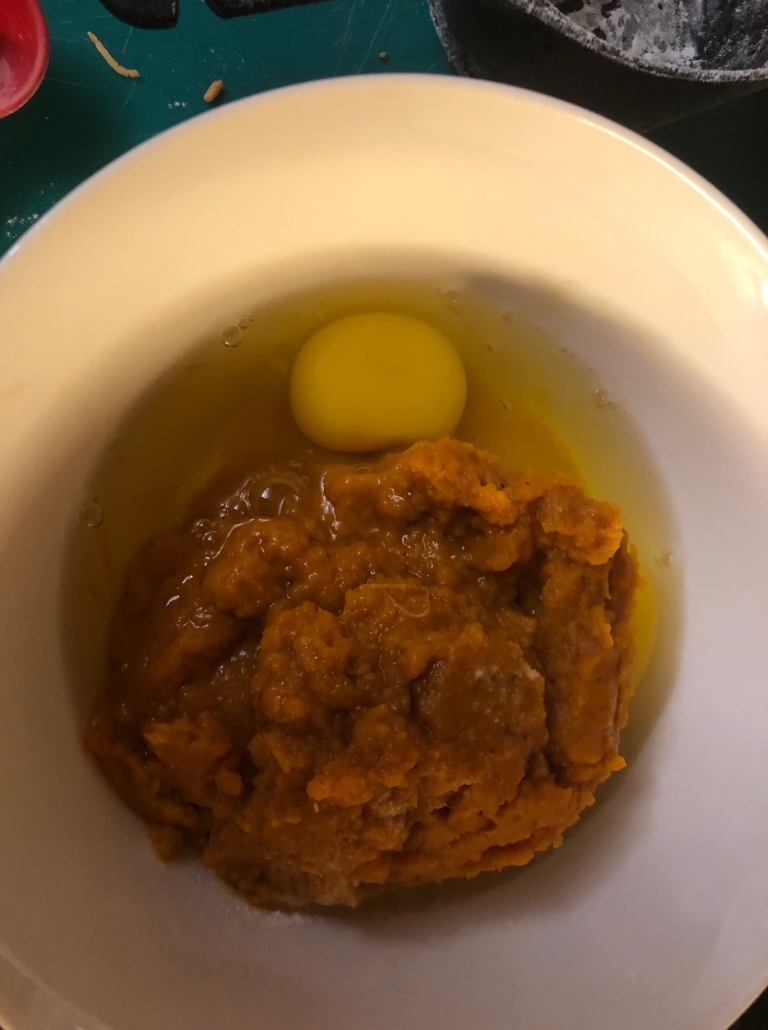 pumpkin, eggs, oil and o.j.