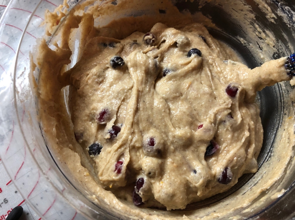 Berries folded into batter