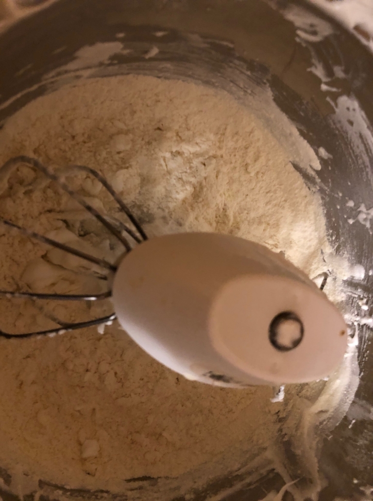 Mixing the cake batter