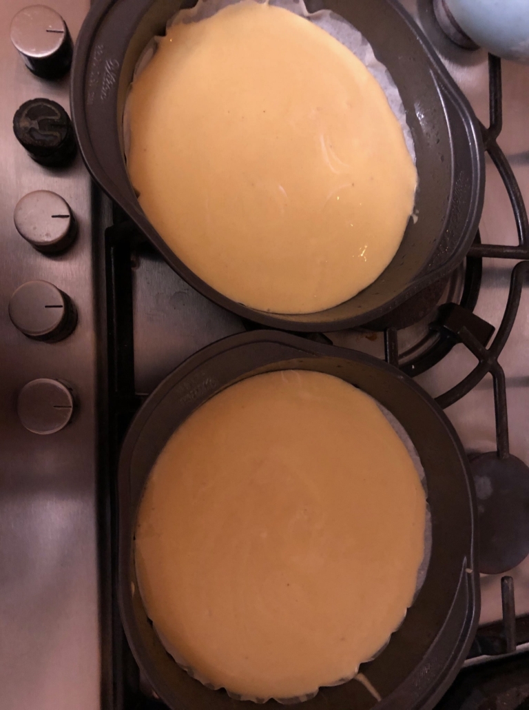 The batter in the pans