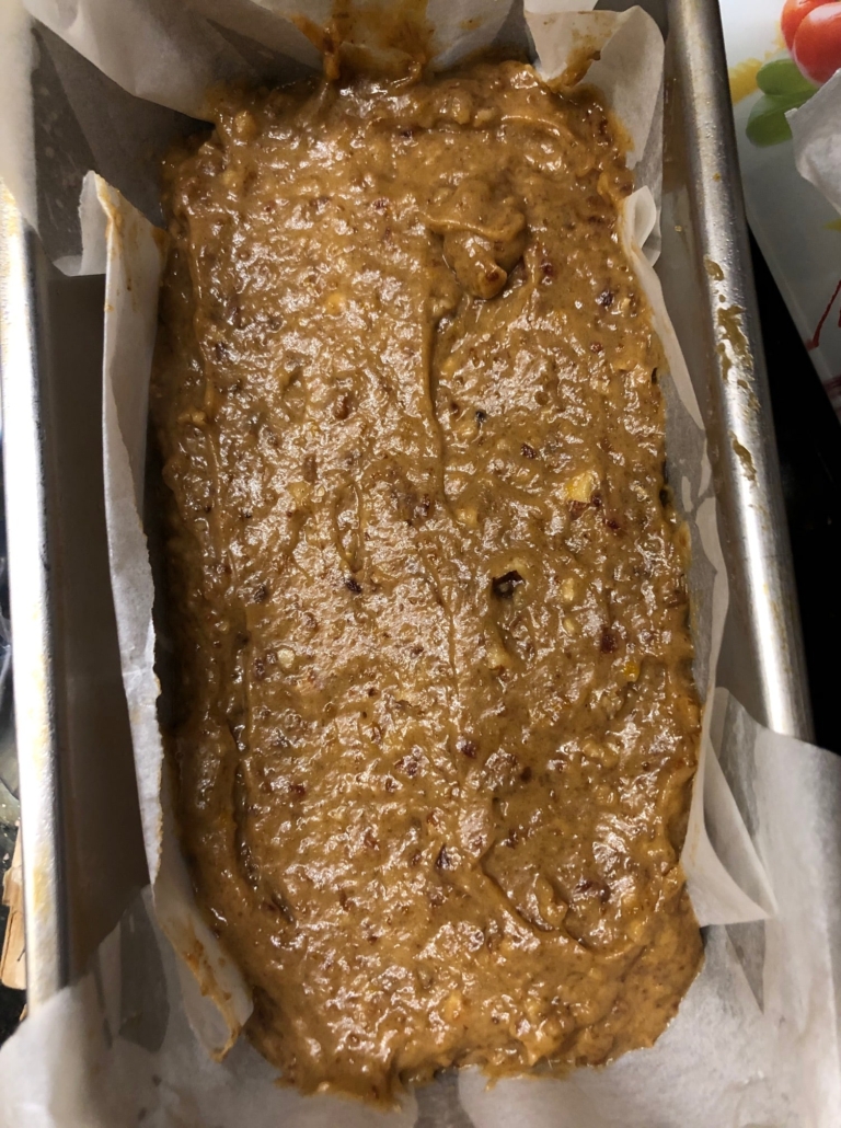 mixture in parchment lined pan