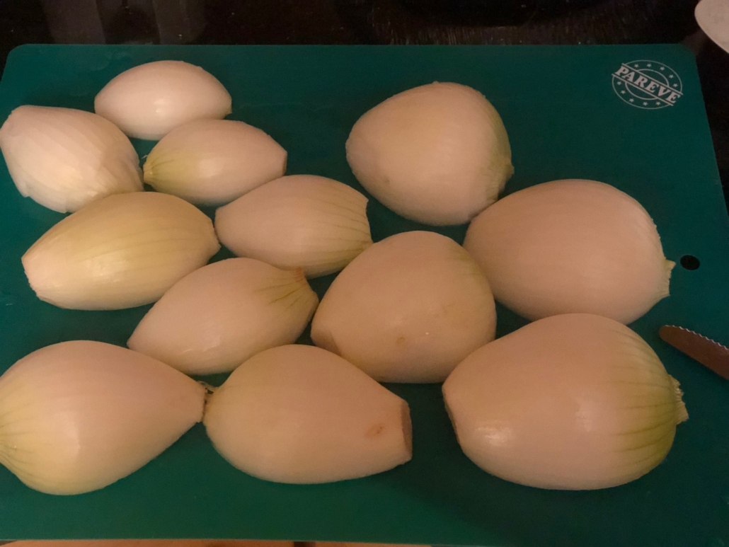 peeled, sliced onions