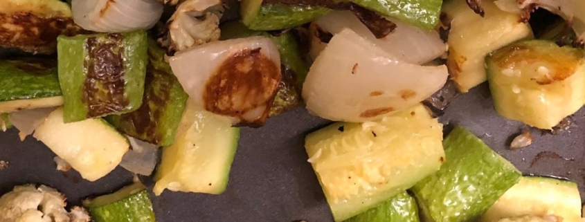 Roasted caramelized cauliflower, squash and onions