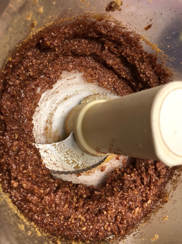 raspberry jam, pecans and breadcrumbs