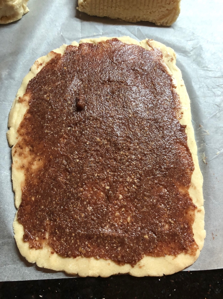 jam mixture smeared dough